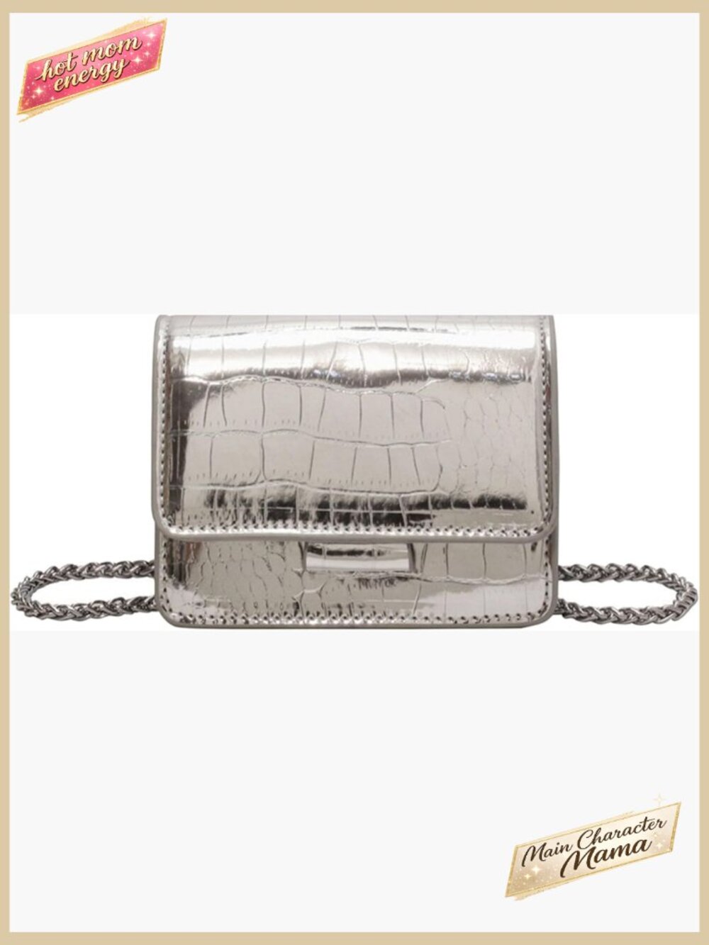 Y2K Mini Crossbody Bag PU Leather Chain Strap Evening Clutch Chic
